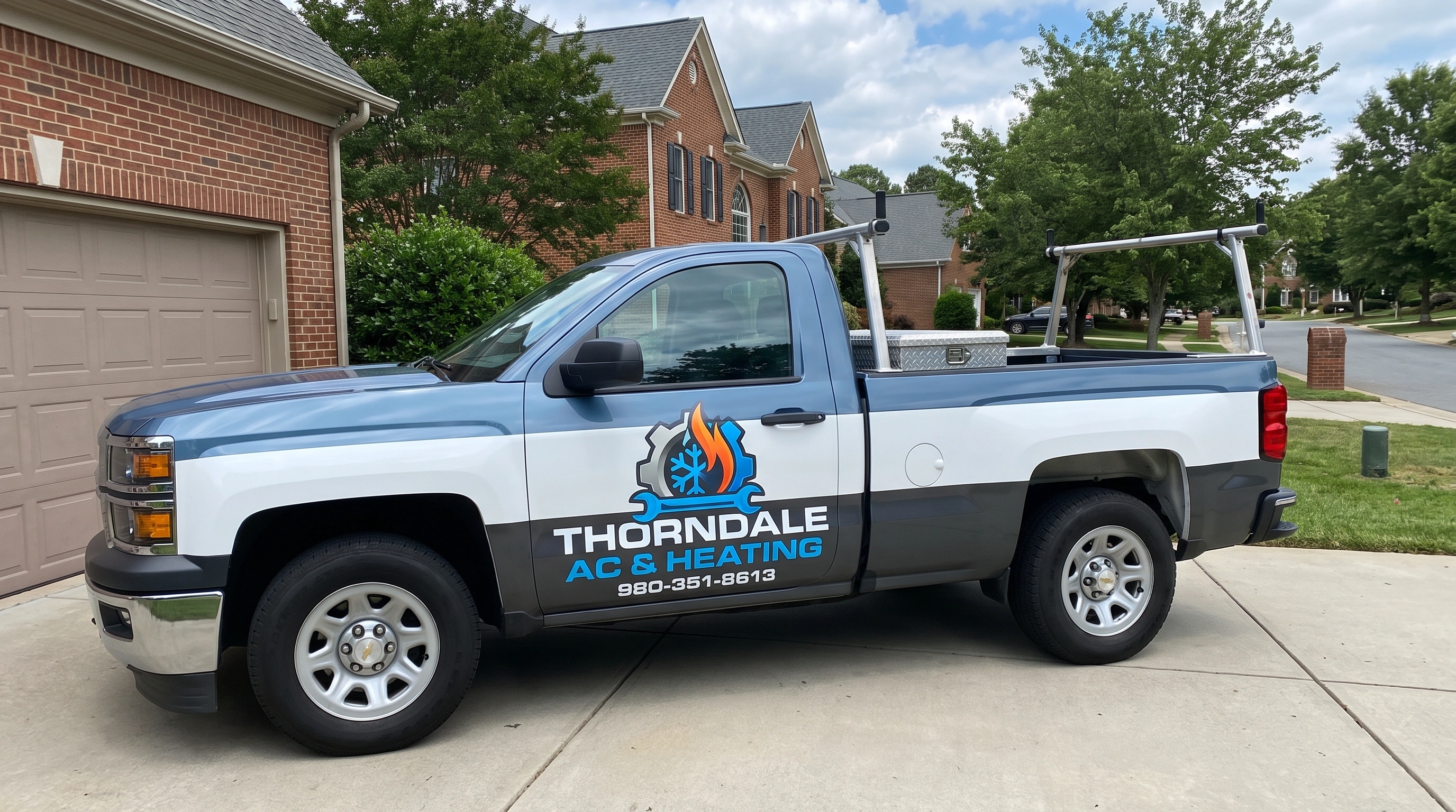 Thorndale AC & Heating technician servicing an HVAC system in Charlotte, NC